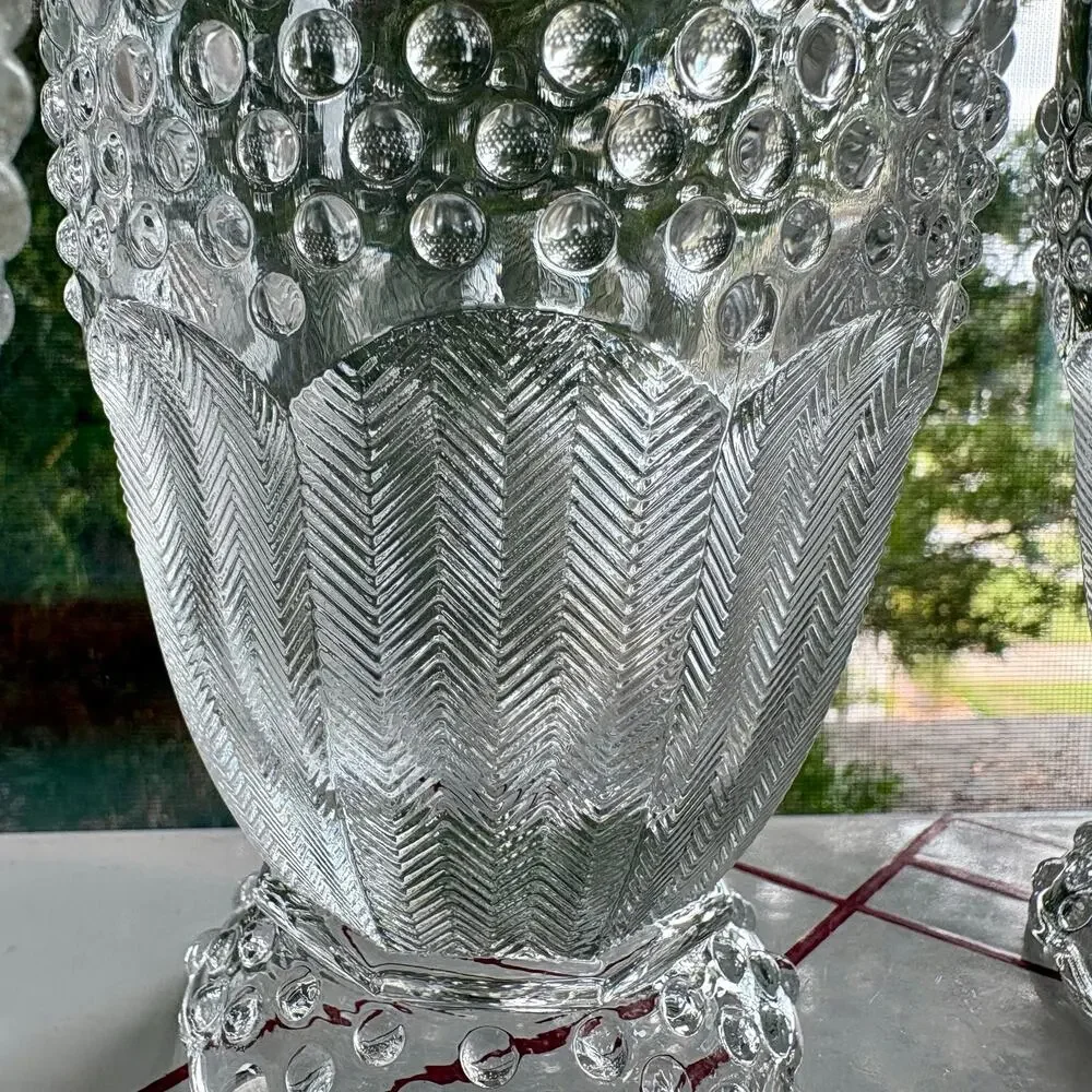 Vintage Gorham Emily’s Attic Clear Glass Tumblers Hobnail Herringbone set of 4
